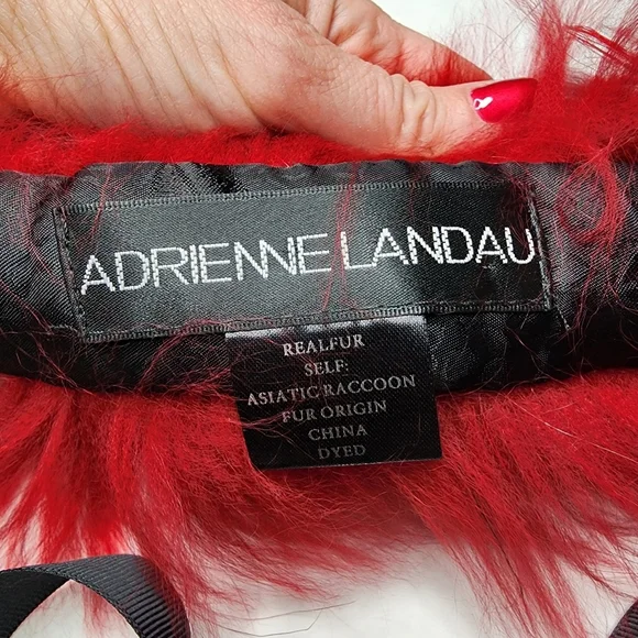 Adrienne Landau Red Fur Collar Asiatic Racoon - Picture 3 of 3